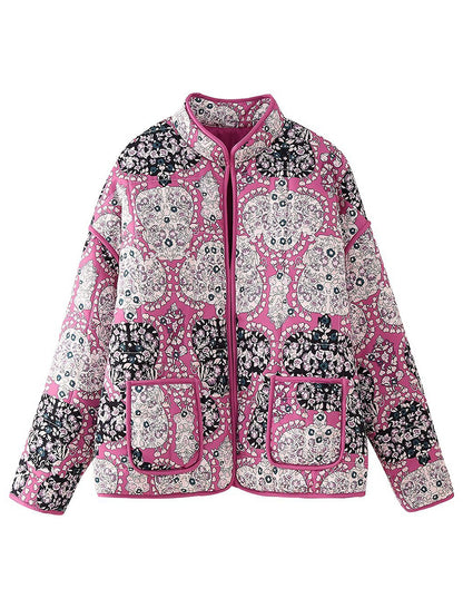 Floral Quilted Jacket with Front Pockets