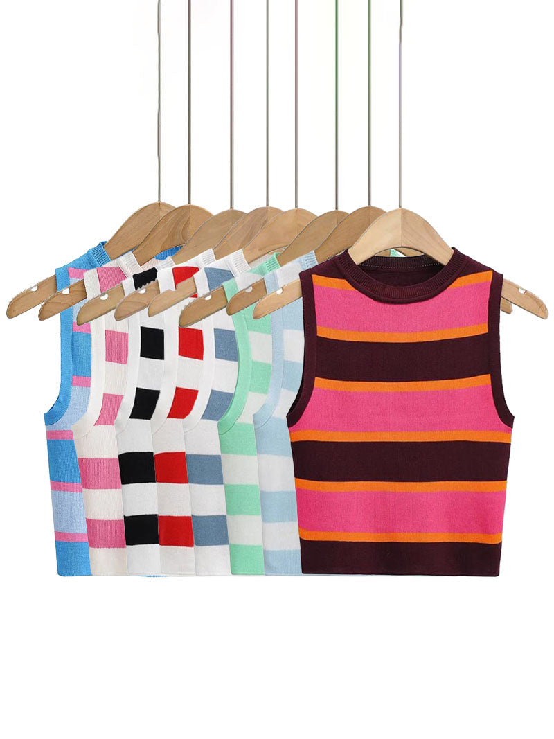 Striped Ribbed Knit Tank Top