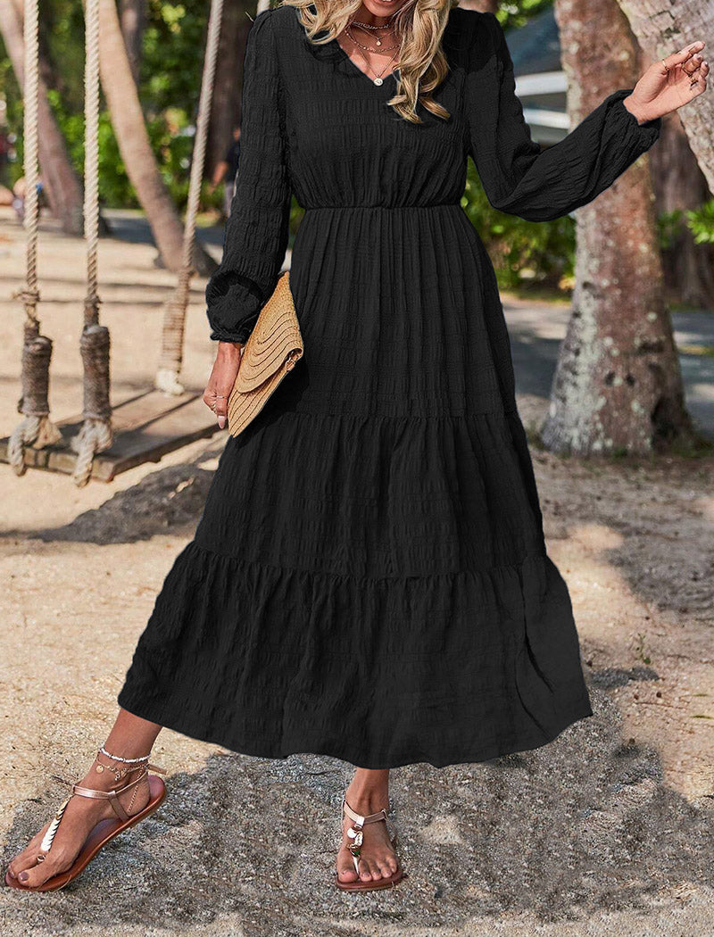 Tiered Long Sleeve Maxi Dress