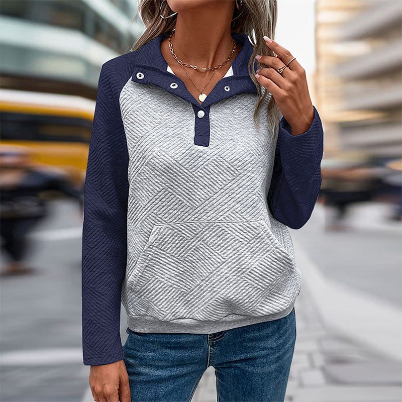 Contrast Sleeve Half-Zip Pullover