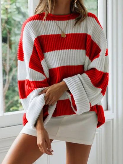 Striped Knit Pullover Sweater