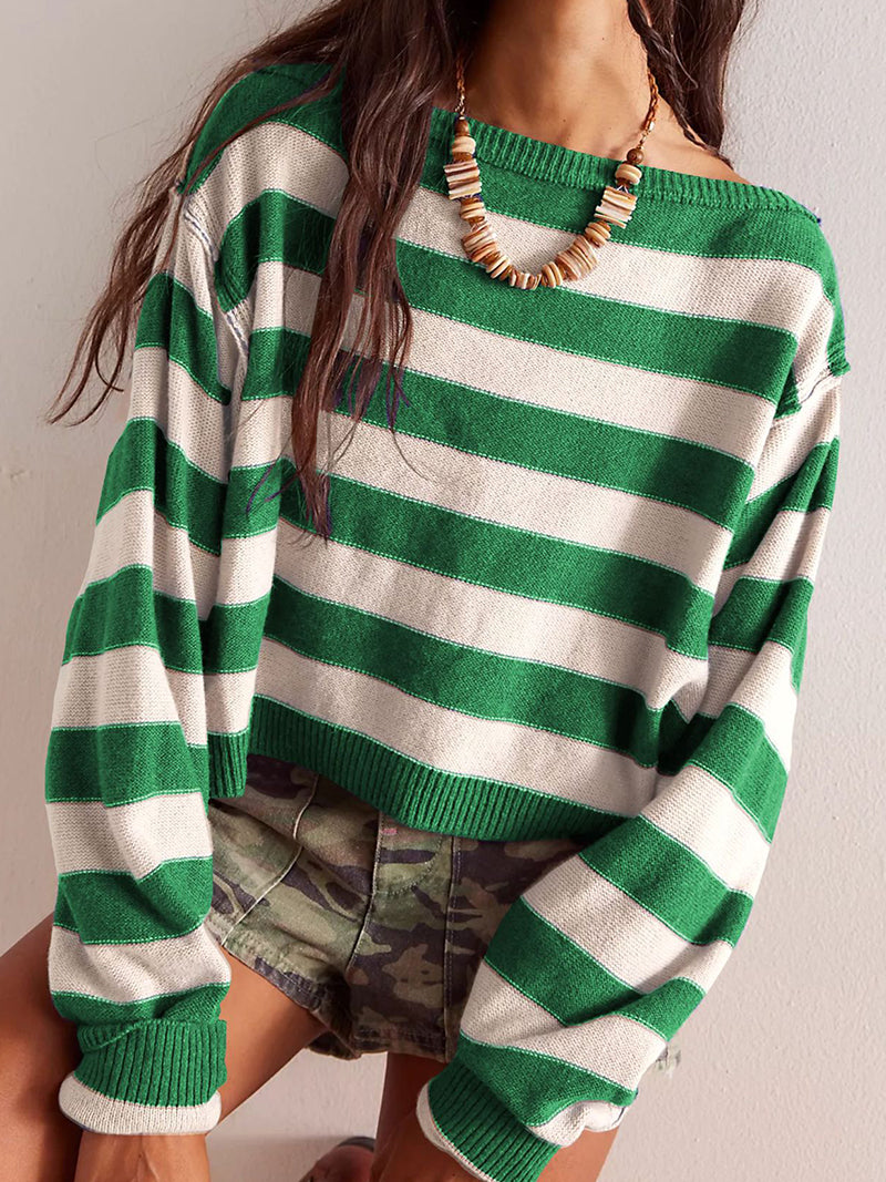 Striped Knit Cropped Sweater