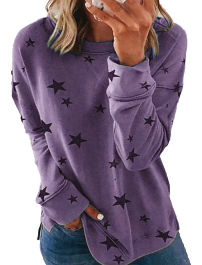 Star Print Oversized Pullover Top