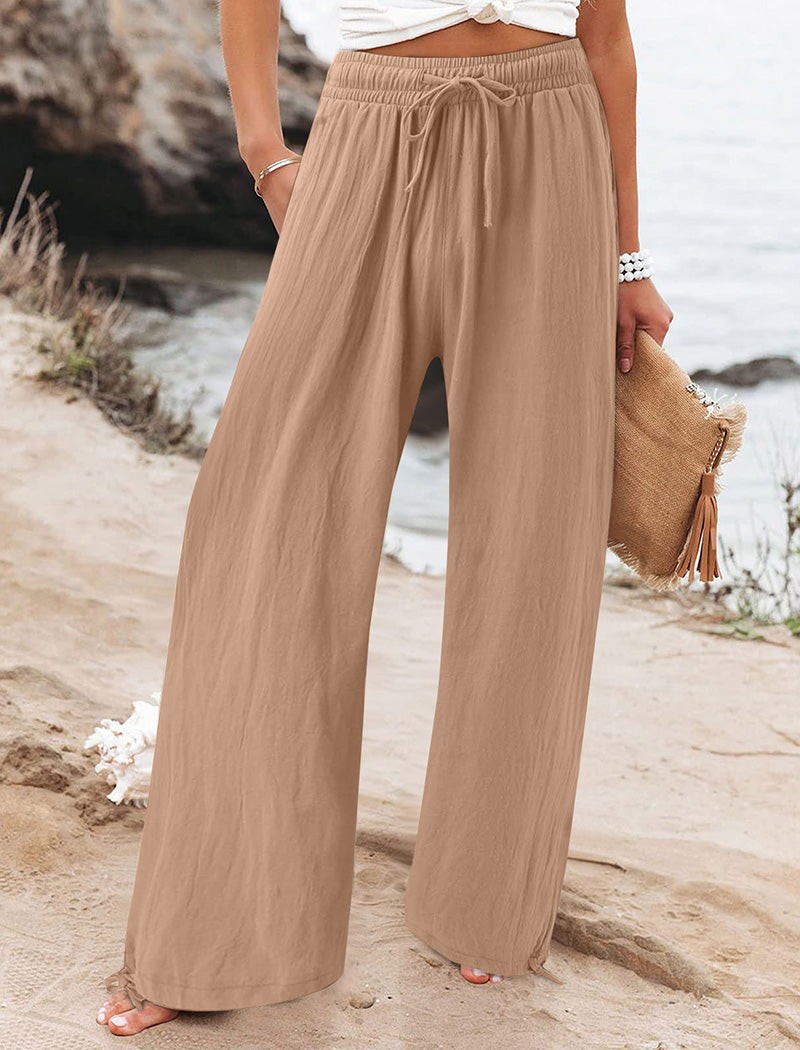 Wide-Leg Drawstring Pants