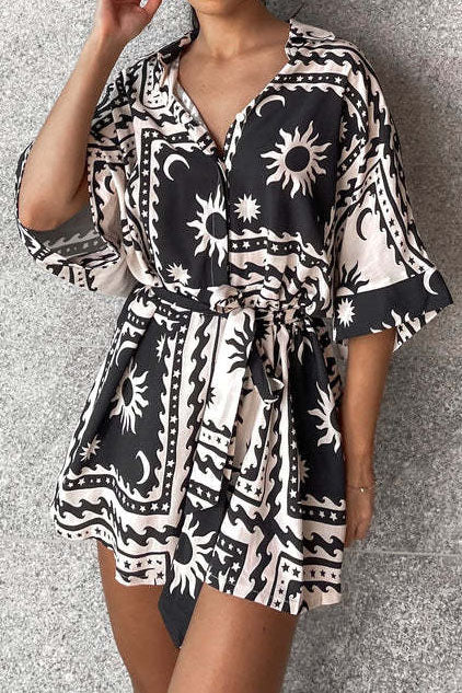 Boho Print Self-Tie Romper