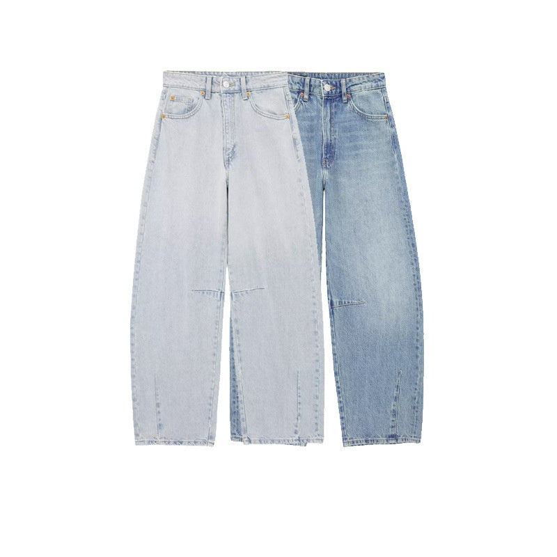 Two-Tone Straight-Leg Jeans