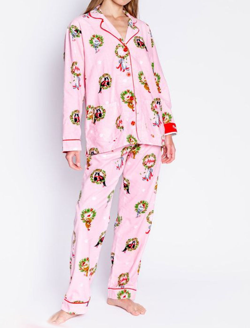 Graphic Long-Sleeve Top and Pants Pajama Set