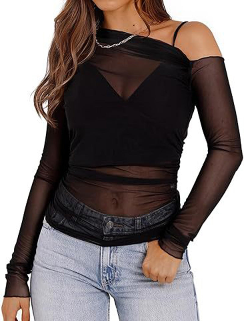 Mesh Overlay Layered Top