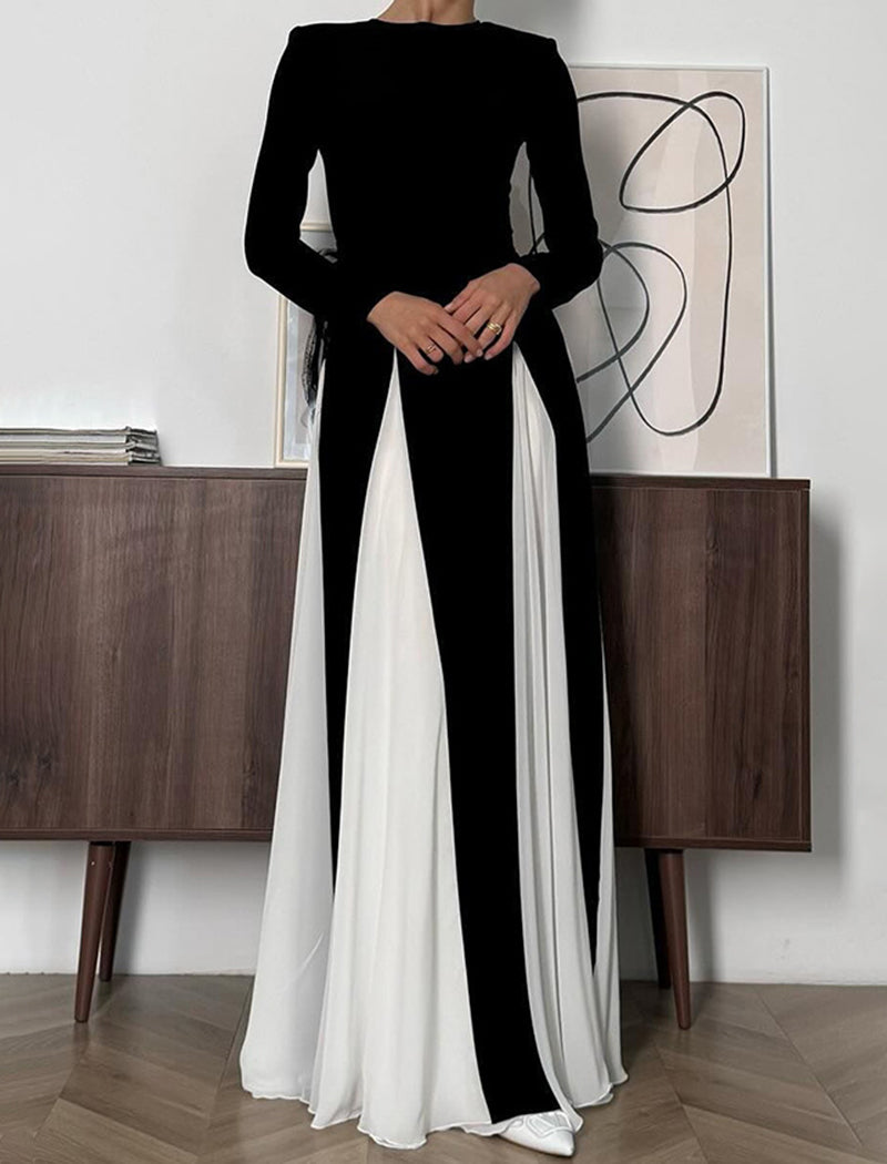 Long-Sleeve Colorblock Maxi Dress