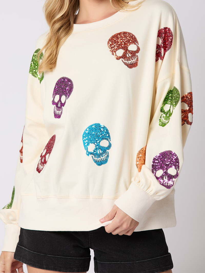 Multicolor Skull Print Top