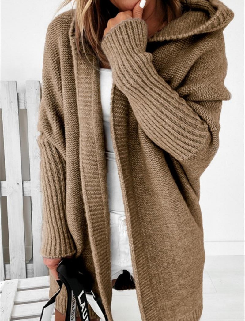 Oversized Knit Hooded Cardigan