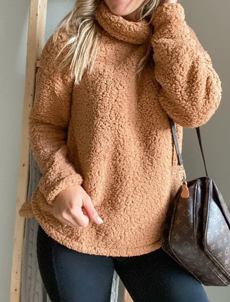 Cozy High-Neck Teddy Top