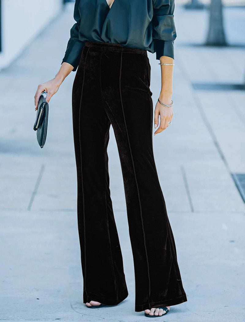 Velvet High Waist Flare Pants