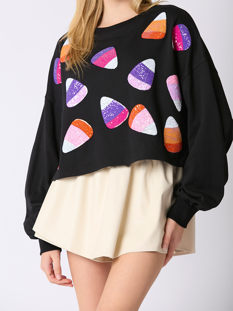 Candy Corn Graphic Cropped Top