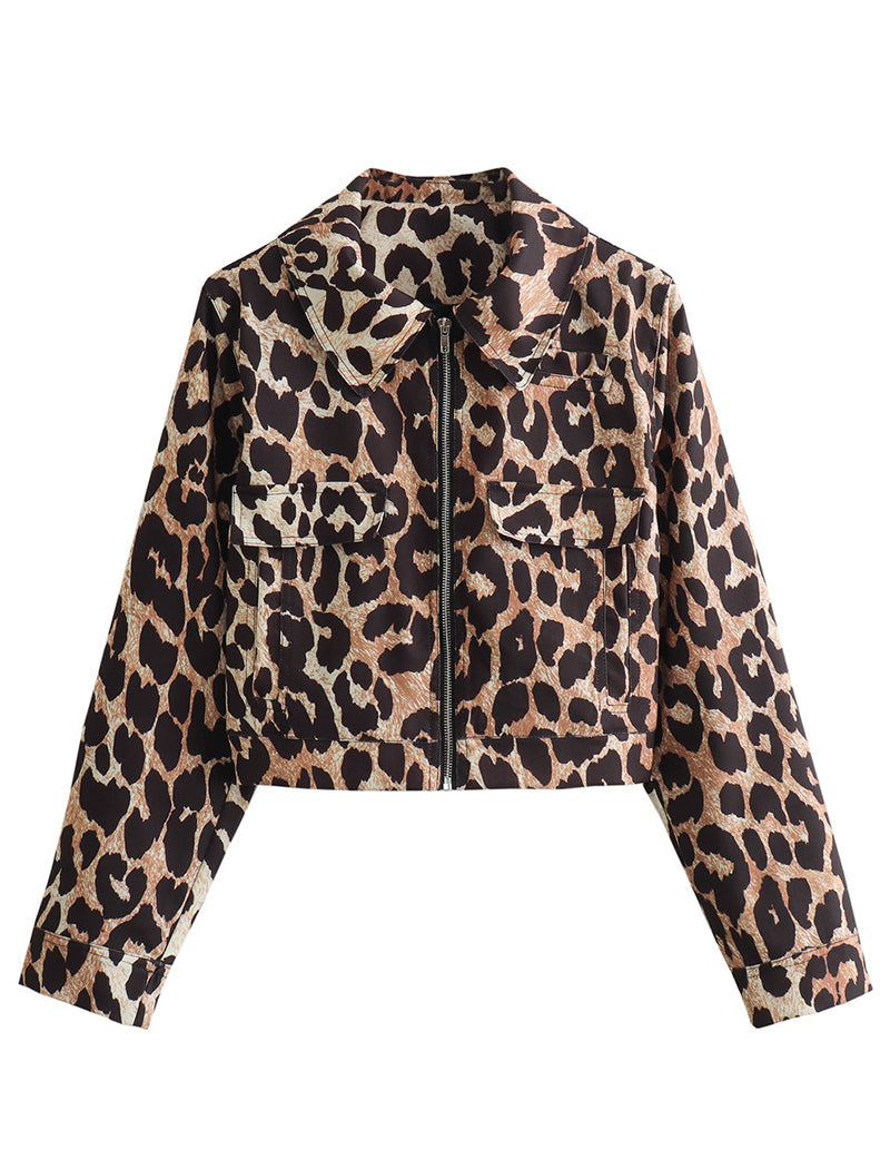 Cropped Leopard Print Jacket