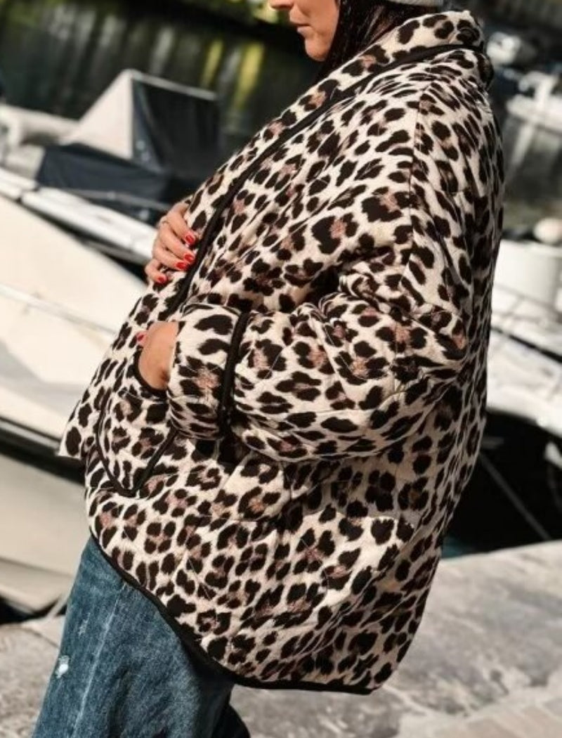 Leopard Print Open Jacket
