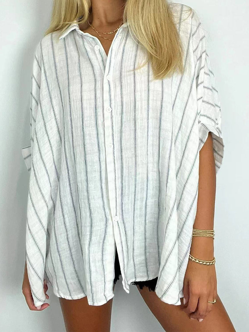 Oversized Striped Button-Up Shirt