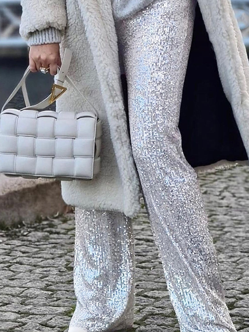 Sequin Wide-Leg Pants