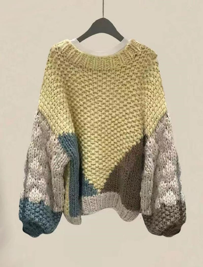 Oversized Colorblock Pullover Sweater