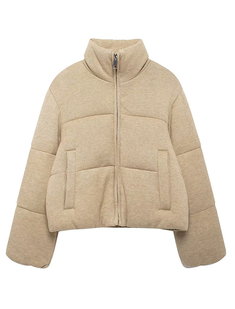 Versatile Loose Stand Collar Knit Zipper Jacket