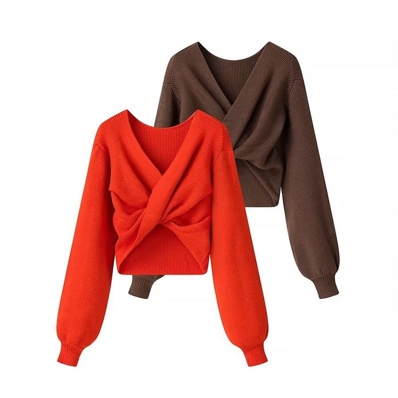 Twist-Knot Cropped Sweater