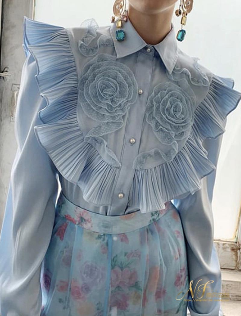 Ruffle Detail Rose Blouse