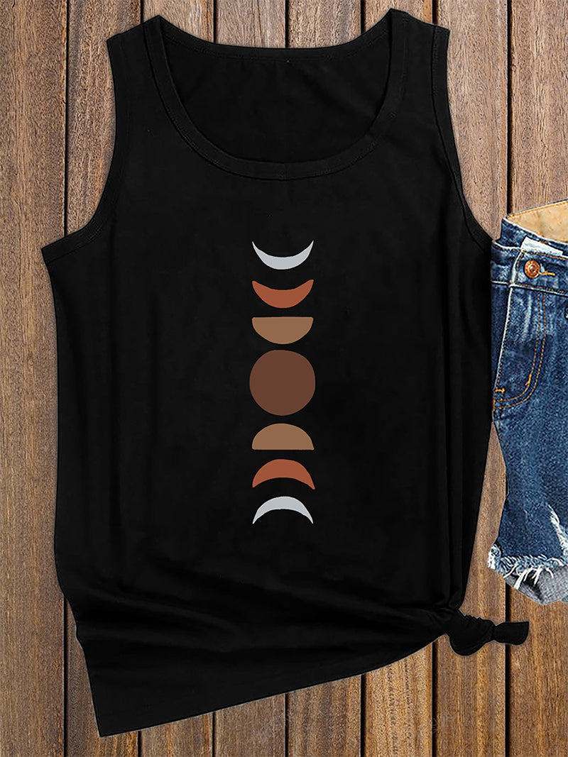 Moon Print Sleeveless Top