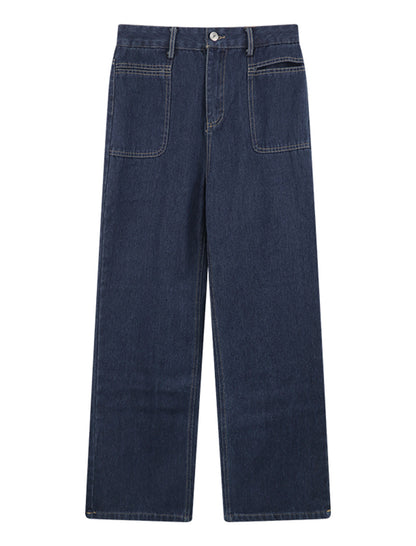 Wide-Leg High-Waist Denim Pants