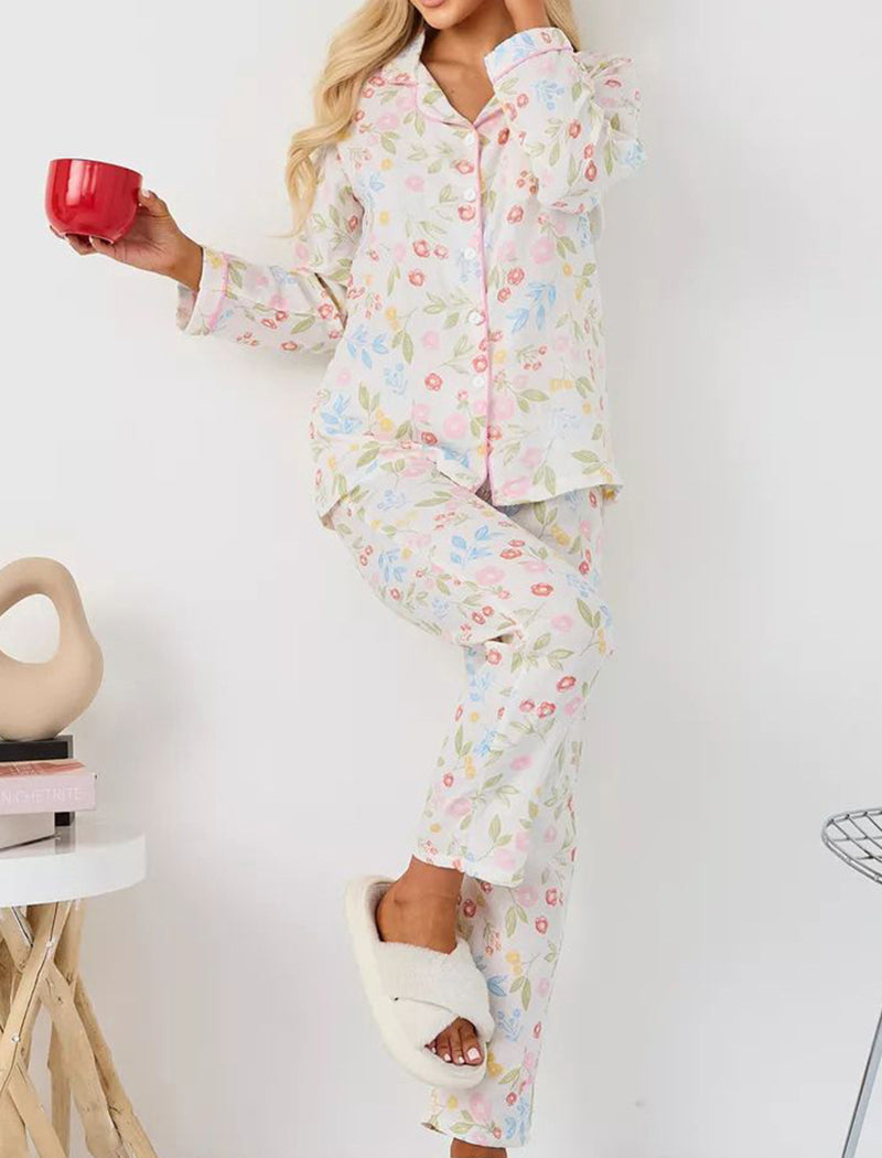 Floral Print Long Pajama Set