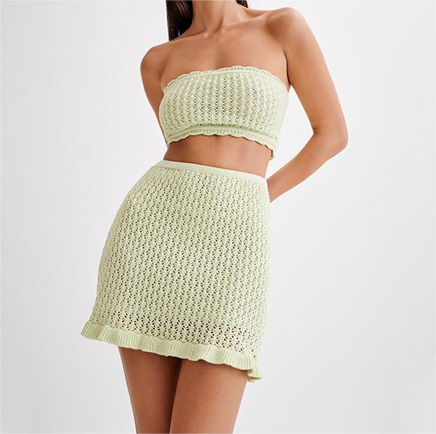 Knitted Tube Top and Skirt Set