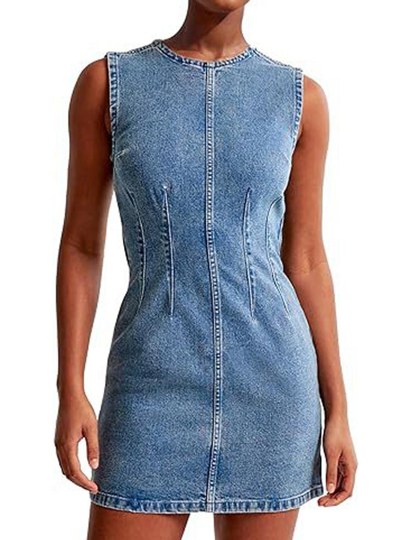 Fitted Sleeveless Denim Mini Dress