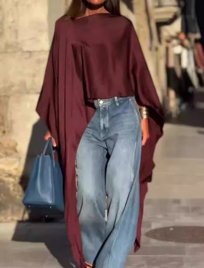 Flowy Long Sleeve Poncho Top