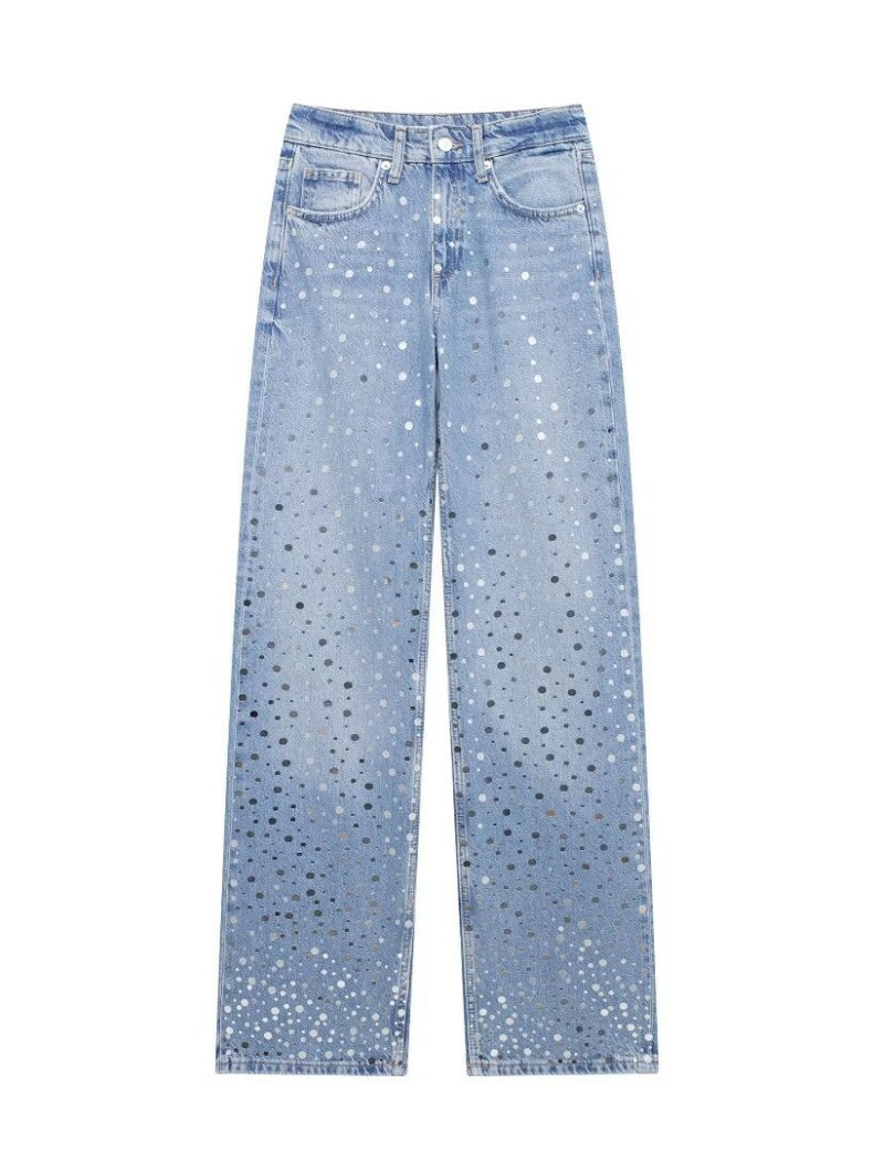 Star Studded Wide-Leg Jeans