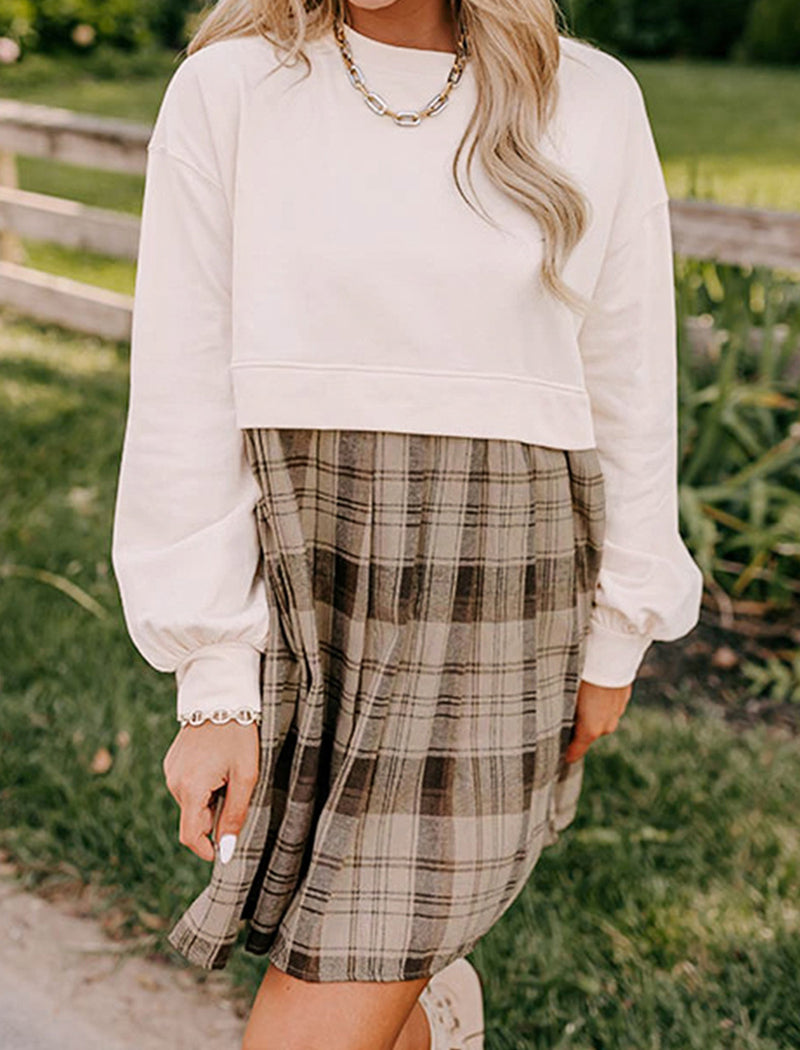 Plaid Contrast Mini Dress