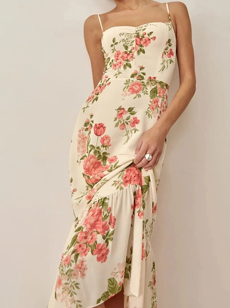 Floral Print Spaghetti Strap Maxi Dress