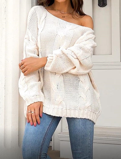 Off-Shoulder Knit Oversized Sweater