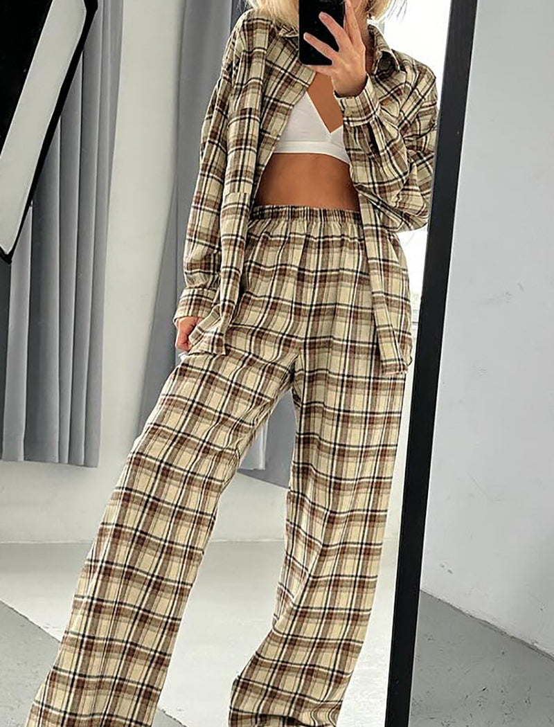 Plaid Two-Piece Loungewear Set