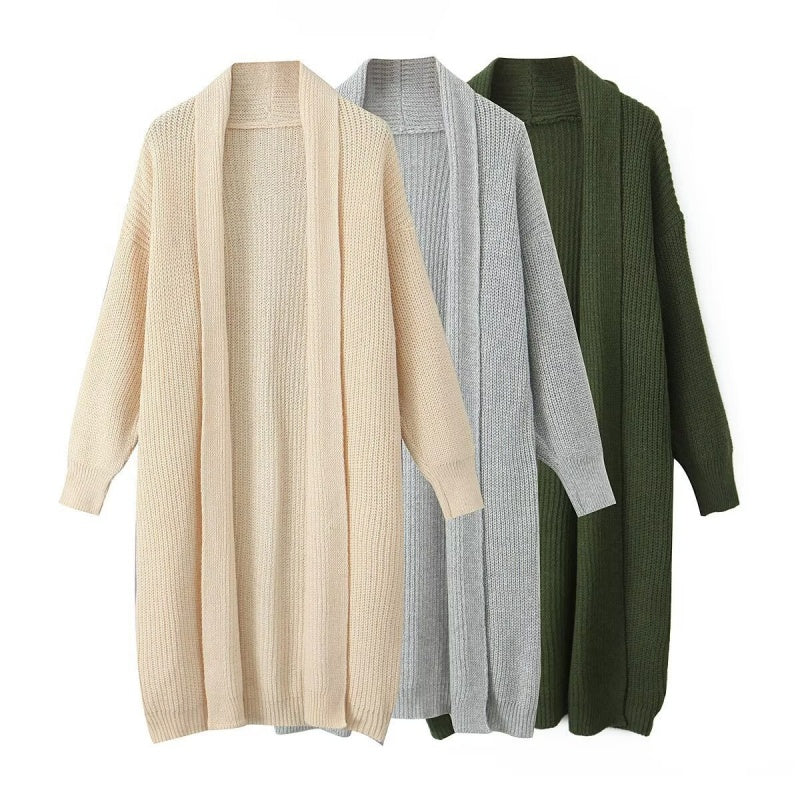 Open Front Ribbed Knit Cardigan