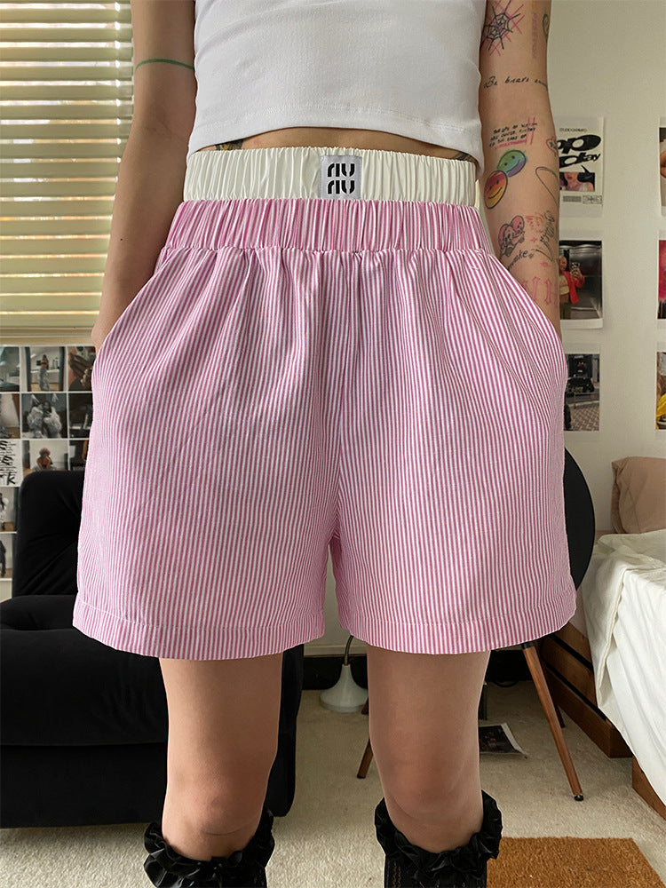 Striped High-Waist Shorts