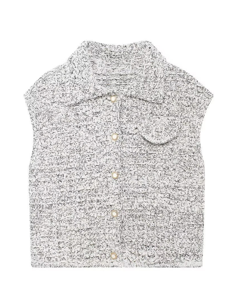 Button-Front Tweed Vest