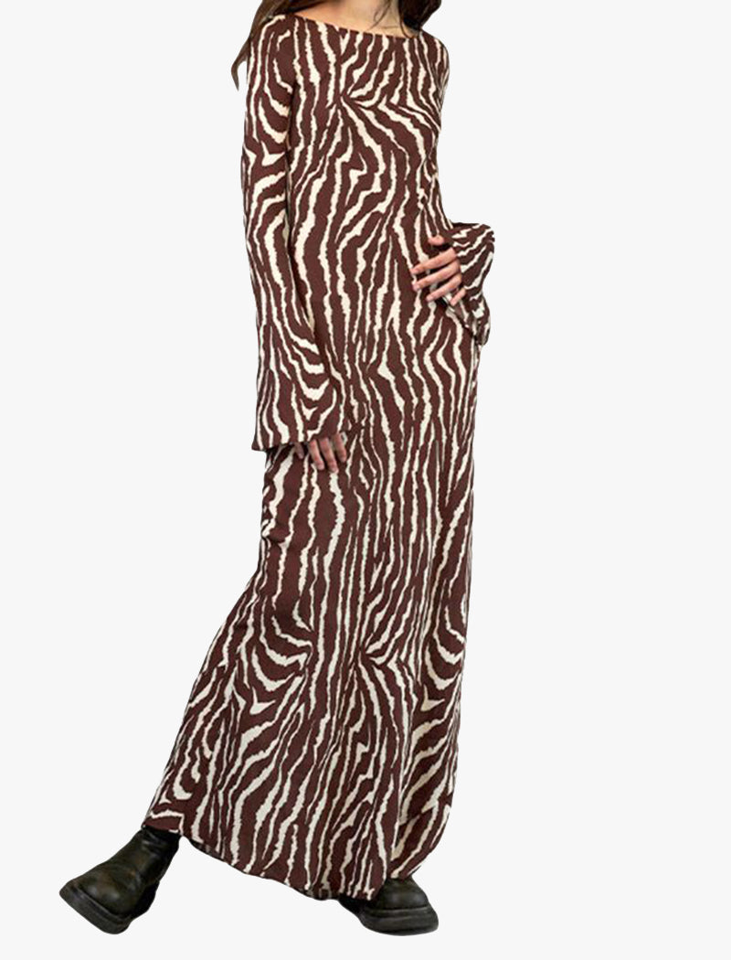 Abstract Print Full-Length Dress