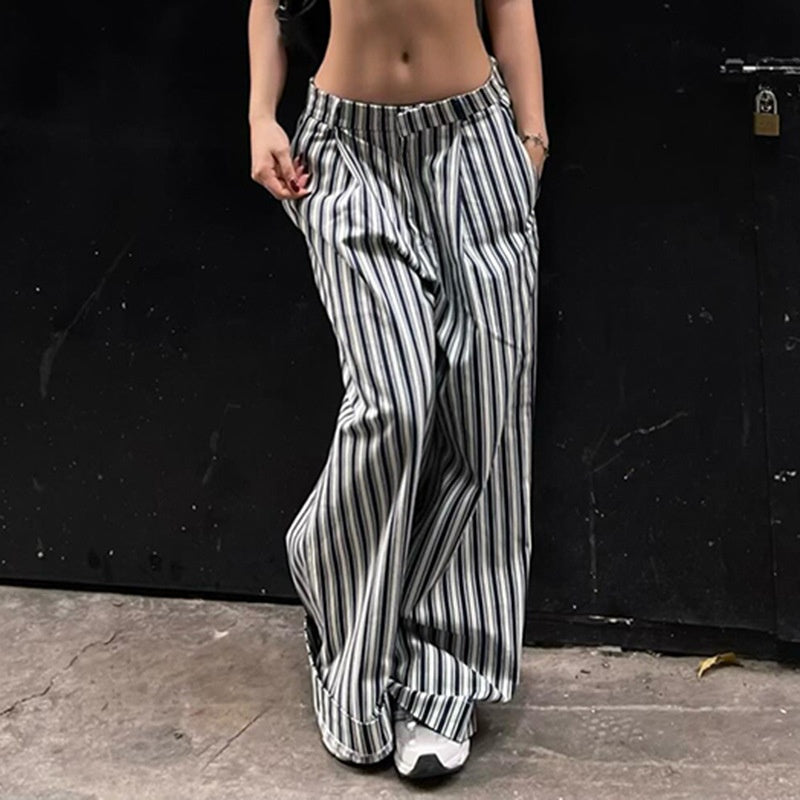 Striped Straight-Leg Casual Pants