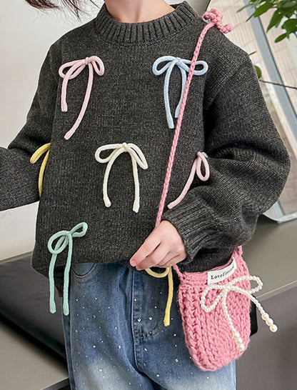 Bow-Knot Pullover Knit Sweater for Kids