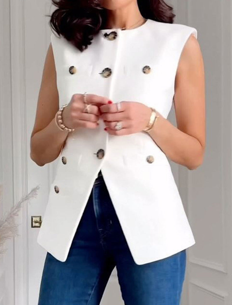 Sleeveless Double-Breasted Top