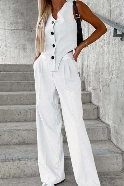 Button-Front Vest and Pants Set