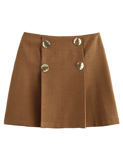 Double-Breasted A-Line Mini Skirt