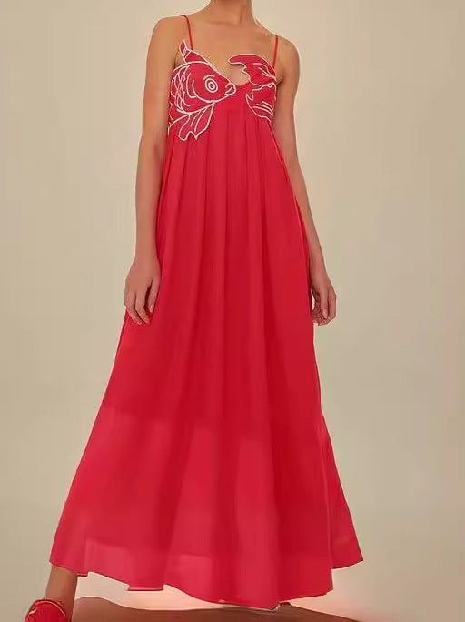 Fish-Shape Spaghetti Strap Maxi Dress