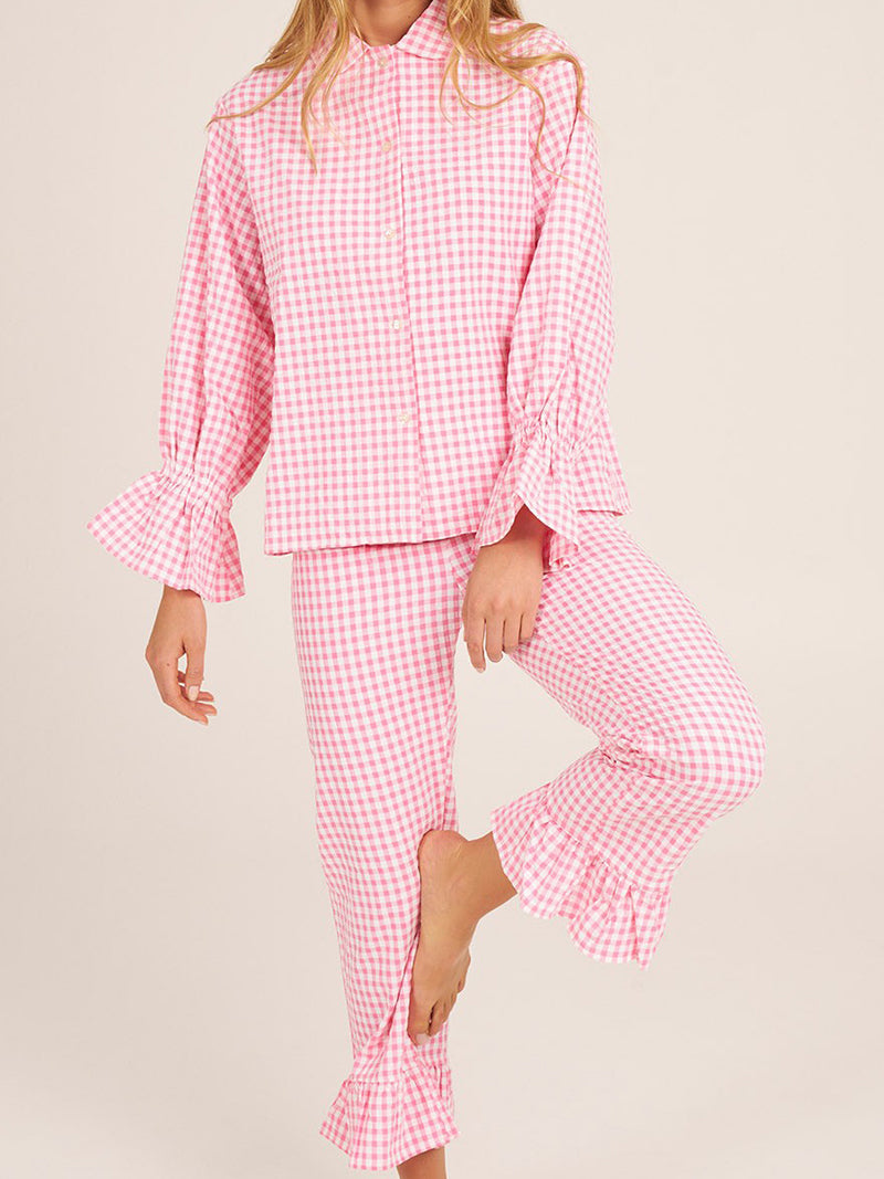 Gingham Top and Pants Set