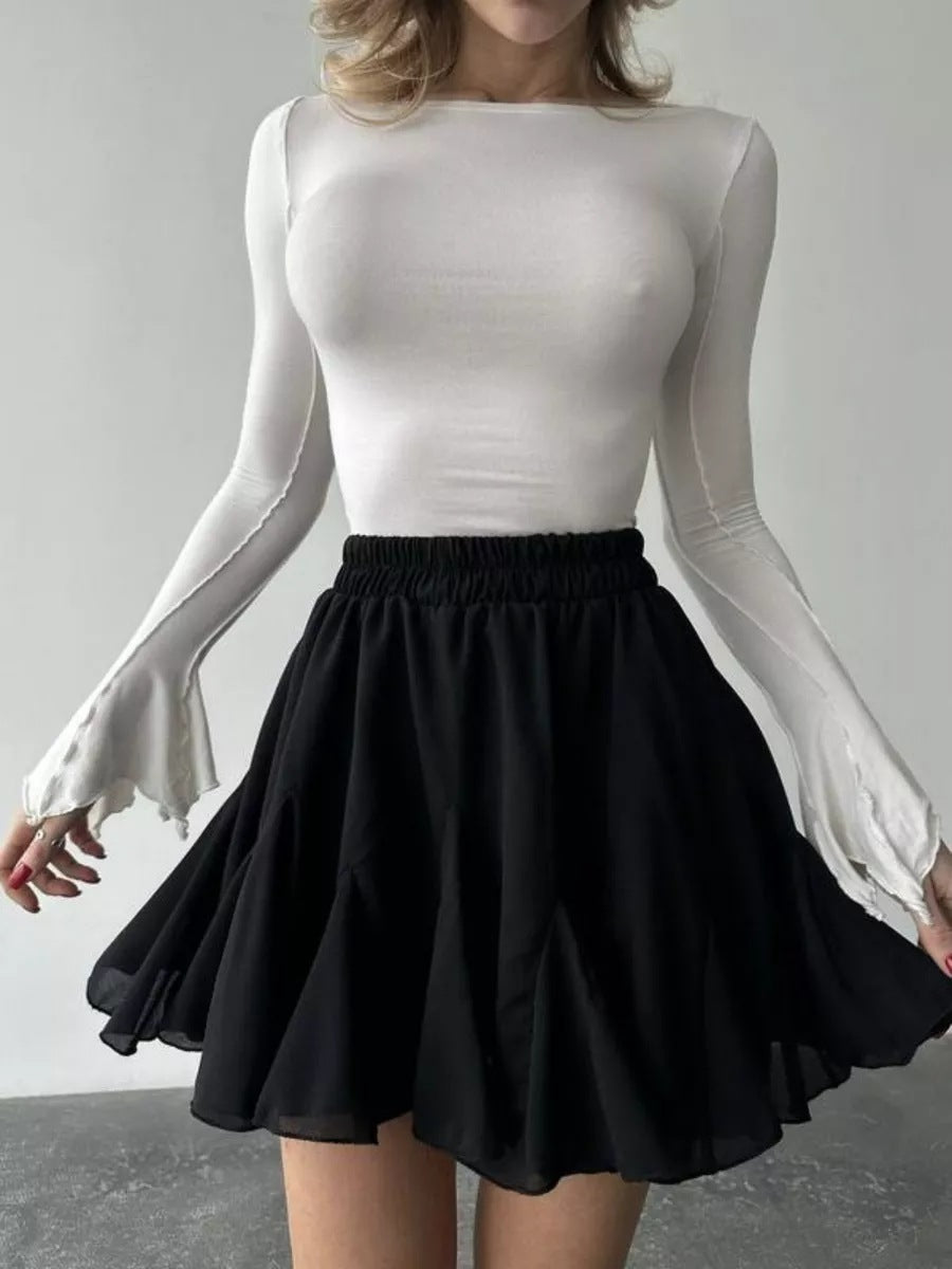 Pleated A-Line Mini Skirt