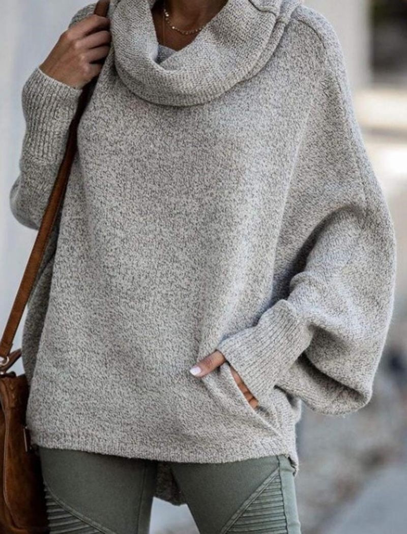 Oversized Cowl Neck Knit Sweater